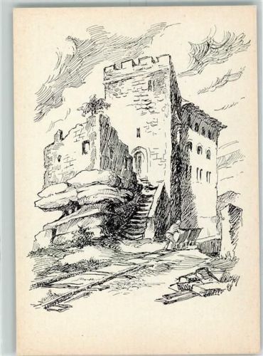 Annweiler Trifels lieblingsaufenthalt Kaiser Friedrich Rotbarts und lange Zeit Aufbewahrungsort der Reichskleinodien sign.