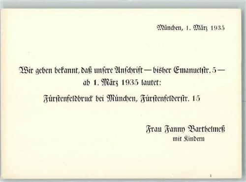 Fürstenfeldbruck Drucksache Adressänderung Fanny Barthelmeß