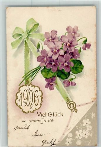 Neujahr 1906 Vergißmeinnicht Jugendstil