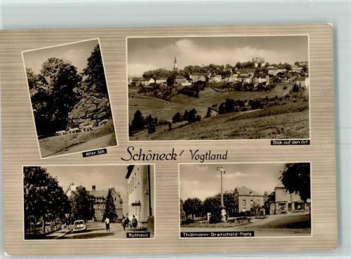Schöneck Alter Söll Blick auf den Ort Rathaus Thälmann Breitscheid Platz