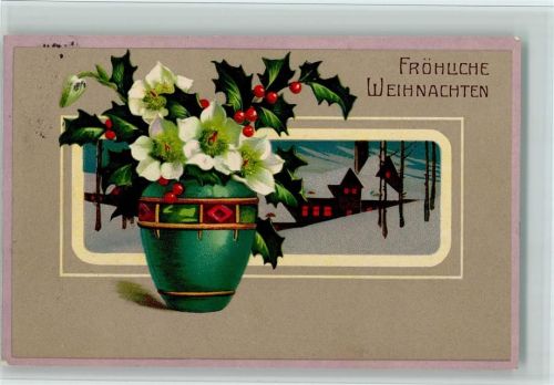1911 Blumenvase mit Christrosen AK Stempelspur