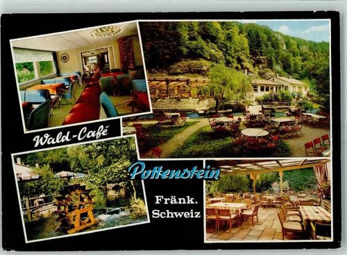 Pottenstein Cafe Pottenstein Innenansicht Gartenterrasse Wasserrad