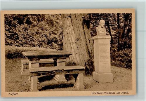 Tiefurt Wieland Denkmal Steinbank Doppeltonkarte Verlag Bruno Hansmann 9191