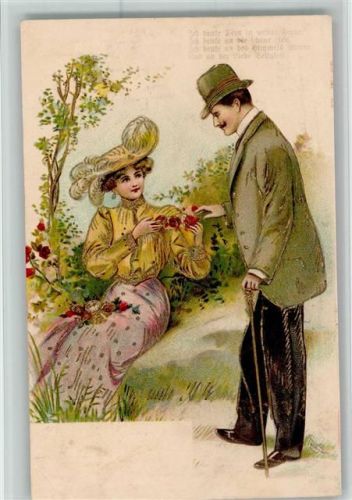 1903 Gedicht und Liebespaar mit Golddruck AK