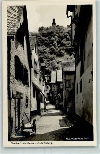 Braubach Alte Gasse Marksburg Leiterwagen Treppe Rückseite Weinrebe