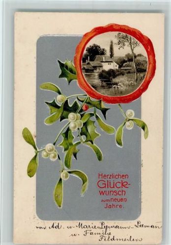 Verlag Erika 3092 Bild im Siegel, Mistelzweige 1906 AK Gute Erhaltung