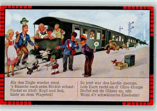 Schwäb. Eisenbahn - Verlag Schwerdtfeger Serie 380 in 4 Bildern Nr. 4 AK E. A. Schwerdtfeger & Co. Künstlerkarte
