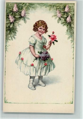 Verlag LP Serie 1508-1 - Mädchen mit Blumen - gute Erhaltung