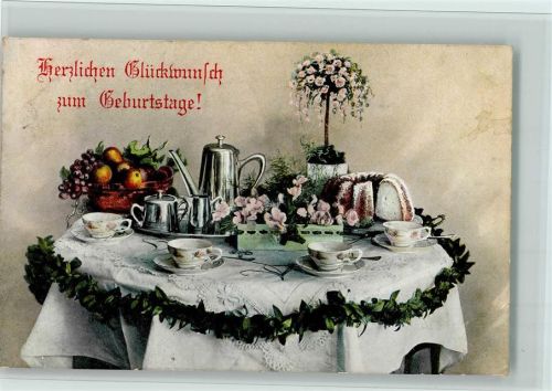 1913 Namenstag - Kaffeetafel mit Kuchen AK