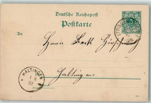 Efringen-Kirchen 1892 Ganzsache
