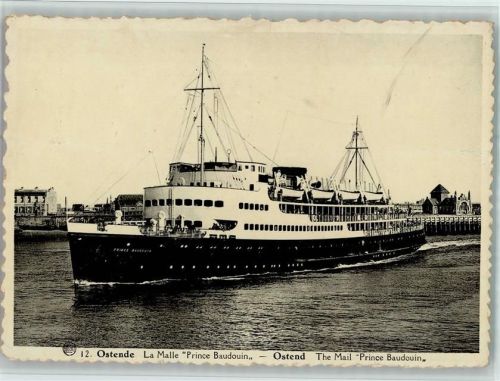 Ostende 1952 The Mail Prince Baudouin AK Dampfer