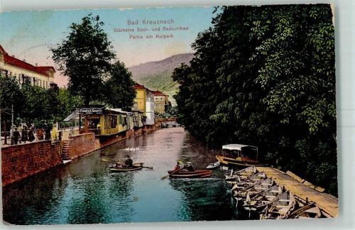 Bad Kreuznach 1911 Kurpark Uferpromenade Ruderboote