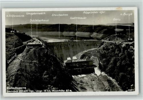 1932 Bleilochsperre mit Krafthaus AK