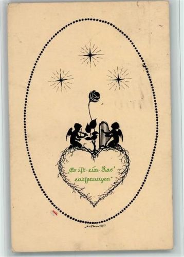 1935 gesegnete Weihnachten - Engel mit Harfe AK