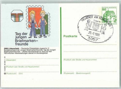 Lüdenscheid 1981 Ganzsache Deutscher Philatelisten-Jugendtag Sonderstempel Neustadt am Rübenberge