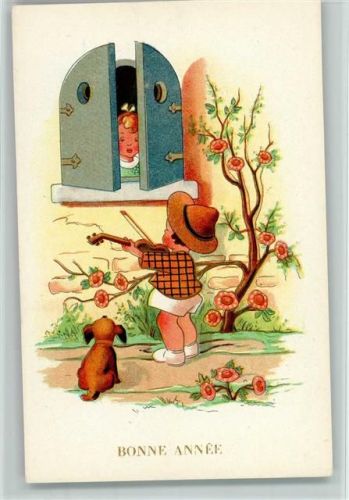 Bonne Annee - Kinderpoesie, Geigenspieler - Verlag J.P. Bruxelles Nr. 205 gute Erhaltung