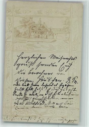 1904 Gemalte Ornamente u. ein Haus AK
