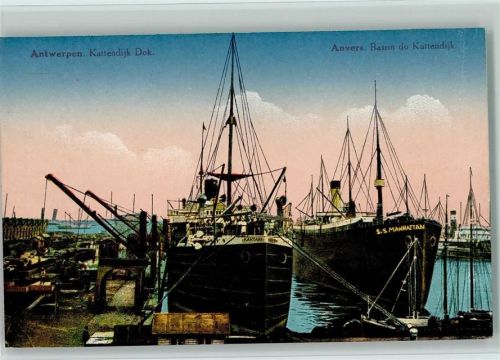 Antwerpen Anvers Kattendijk Dok Kantari S.S. Manhattan Dock