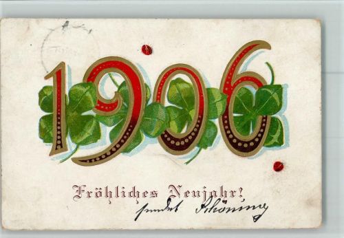 Neujahr 1906 Glücksklee Marienkäfer