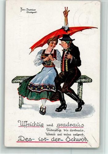 Das ist der Schwob - Humor - Regenschirm - Verlag Schwerdtfeger Nr. 211 AK E. A. Schwerdtfeger & Co. 1928