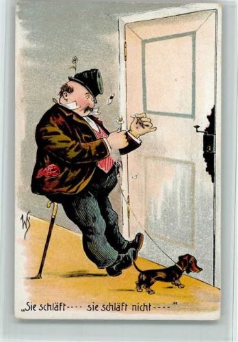 1920 - 1930 Humor Trinker Dackel AK
