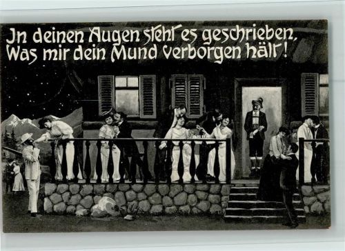 1907 Viele Liebespaare am Haus AK