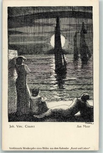 1919 sign. Cissarz " Am Meer" AK