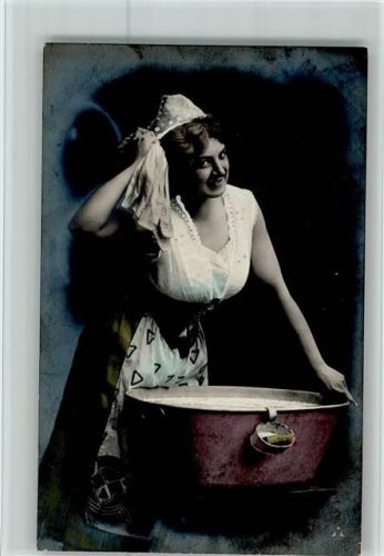 1909 Verlag PH Photochemie - Frau bei der Morgenwäsche, Seife, Zinnwanne AK