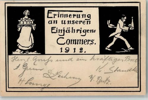 1912 Erinnerung an unseren Einjährigen Commers 1912 AK
