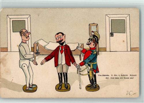 Serie 1638 - Theater Karikatur Standpuppen- Fra Diavolo II. Akt 8. Auftritt