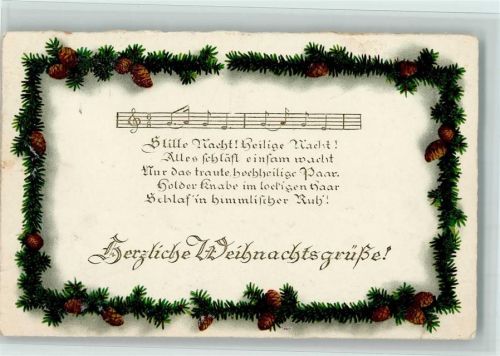 Tannenzapfen-Umrandung und Lied AK Gute Erhaltung