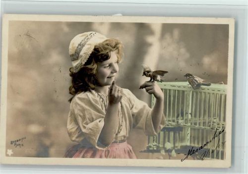 Serie 697 Mädchen mit Vögel, Vogelkäfig