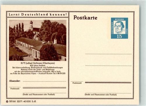 Bad Heilbrunn Ganzsache Wandelhalle Lernt Deuitschland kennen Nr.315061 23-171 40000 3.63