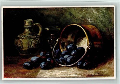 Serie 324-6 - Früchte, Weinkelch, Messingtopf , gute Erhaltung AK