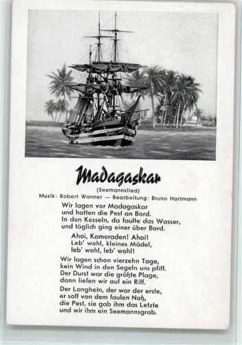 Seemannslied - Madagaskar - Segelschiff, Verlag Franke Nr. 31, gute Erhaltung AK