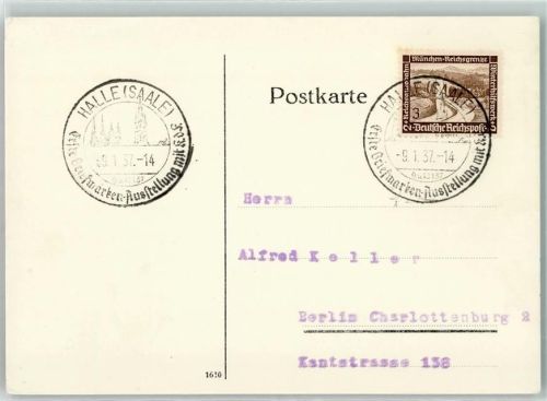 Halle Erste Briefmarken-Ausstellung mit K. d. F. 09. und 10. Januar 1937 WK II