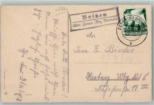 Boitzen Landpoststempel über Zeven Bez. Bremen Briefmarke WK II