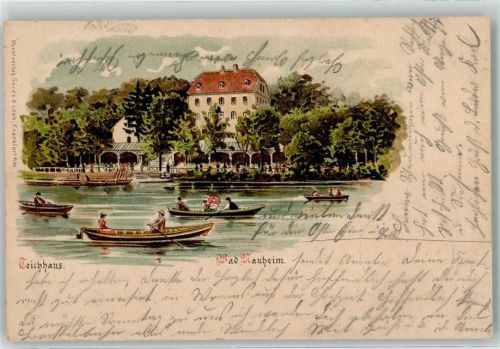 Bad Nauheim 1902 Teichhaus Ruderboote