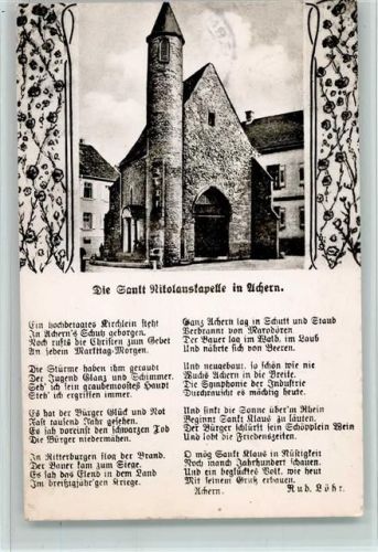 Achern 1963 Sankt Nikolanskapelle - Gedicht von Löhr