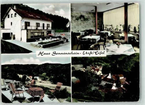 Urft Hotel-Gasthaus Haus Sonnenschein Eßzimmer Terrasse Fliegeraufnahme