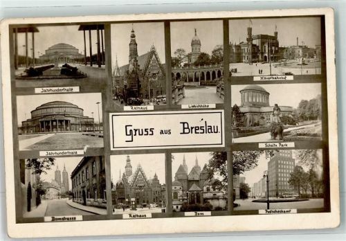 Breslau Jahrhunderthalle R Liebichhöhe Hauptbahnhof Domstraße Postscheckamt