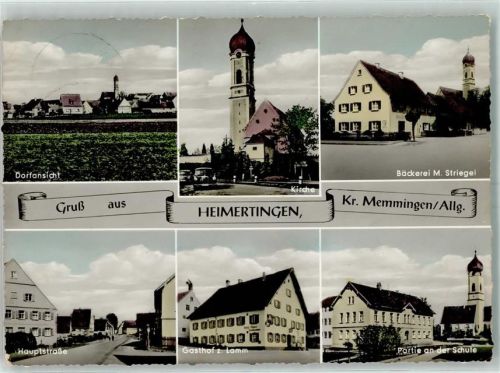 Heimertingen Kirche Bäckerei M. Striegel Hauptstraße Gasthaus Zum Lamm Partie an der Schule