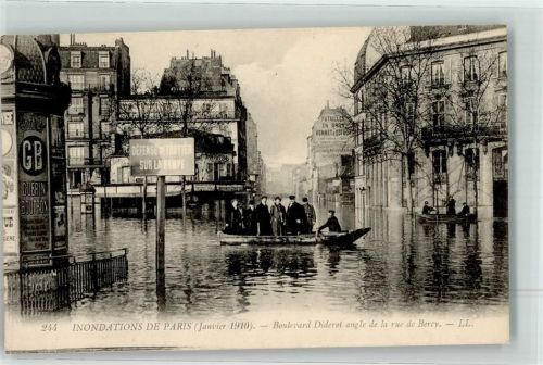 Paris 1910 Hochwasser Boulevard Diderot angle de la rue de Bercy