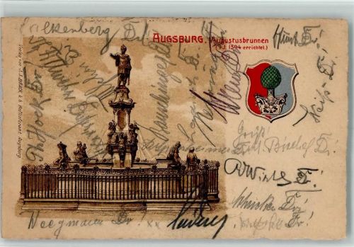Augsburg 1906 Augustusbrunnen Wappen