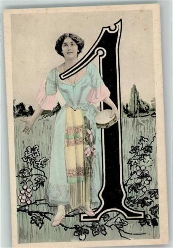 Zahlen Jugendstil Tracht Tamborin