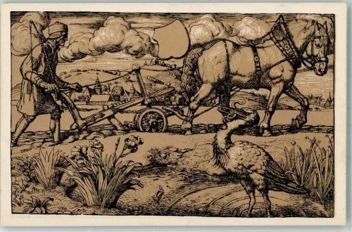 1917 sign. Fr. Boehle Serie I Nr. 6 Bauer mit einem Pflug Landwirtschaft AK