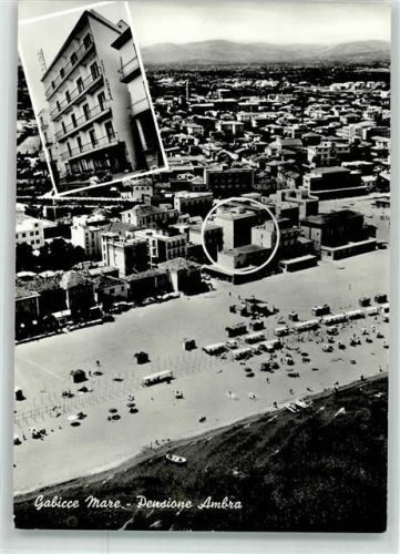 61011 Gabicce Mare Foto AK Fliegeraufnahme Pensione Ambra Strand