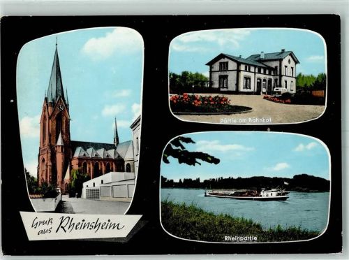 Rheinsheim Kirche Bahnhof Rheinpartie Schiff