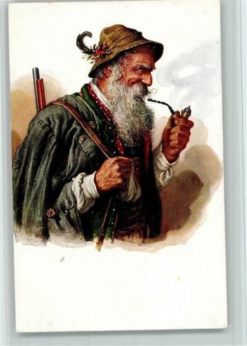 Verlag Adelfinger Serie 753 Charakterköpfe Nr. 4 - Gute Erhaltung - Jäger mit einer Pfeife