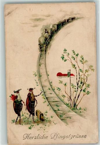 1917 vermenschlicht Eisenbahn Pfingsten AK